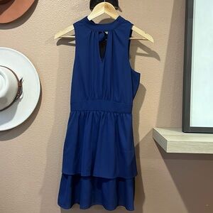 Parker Navy Blue Tiered Sleeveless Dress